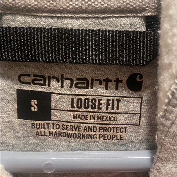Carhartt Gray loose fit Hoodie with Blue Sleeve Logo S - Picture 3 of 6